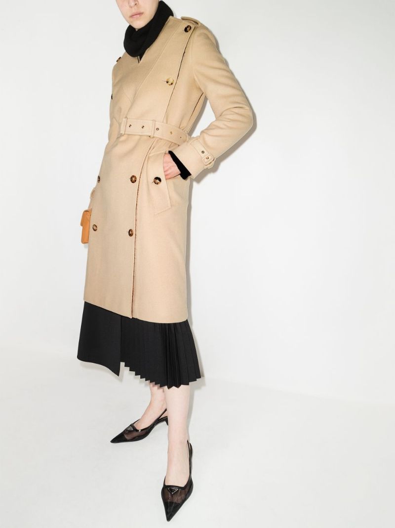 V-neck Wool Trench Coat