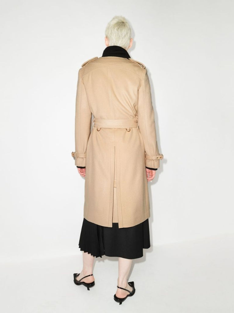 V-neck Wool Trench Coat