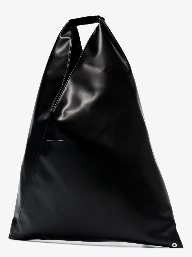 Black Japanese Faux Leather Tote Bag