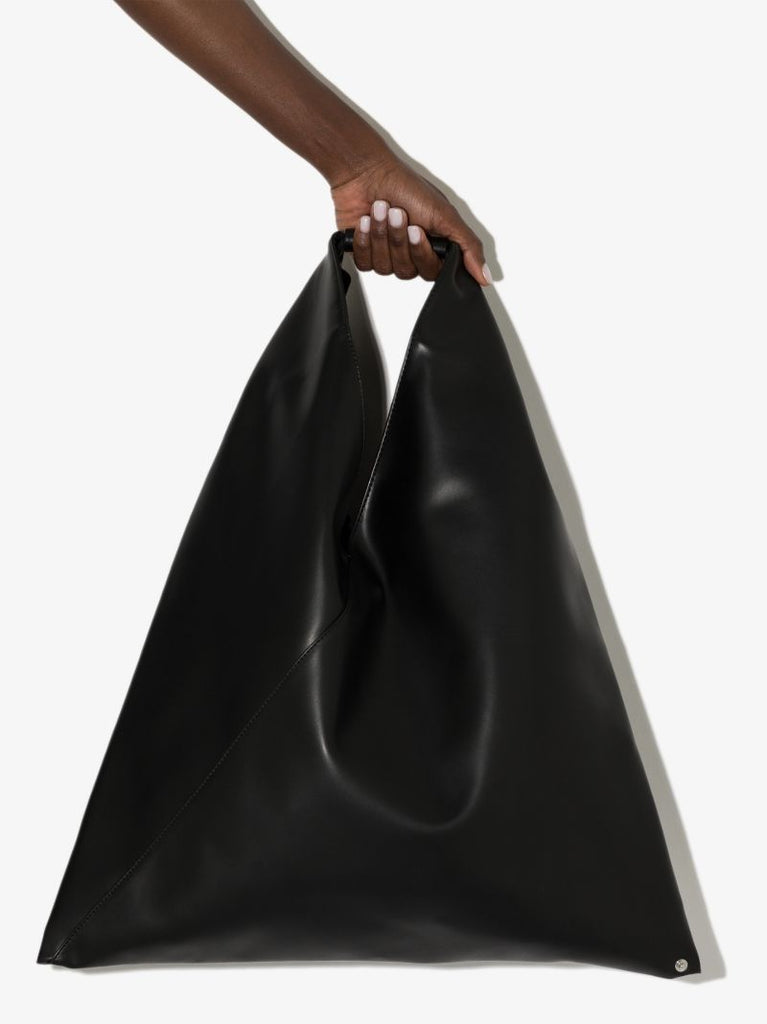 Black Japanese Faux Leather Tote Bag