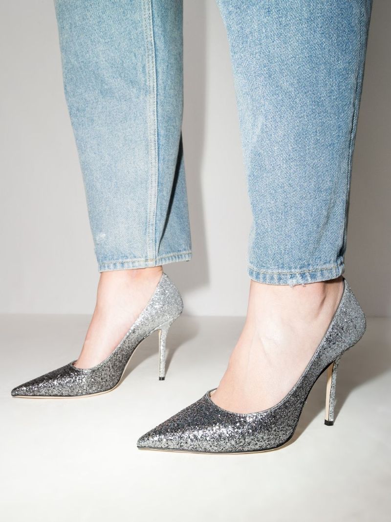 Silver Love 100 Glitter Pumps
