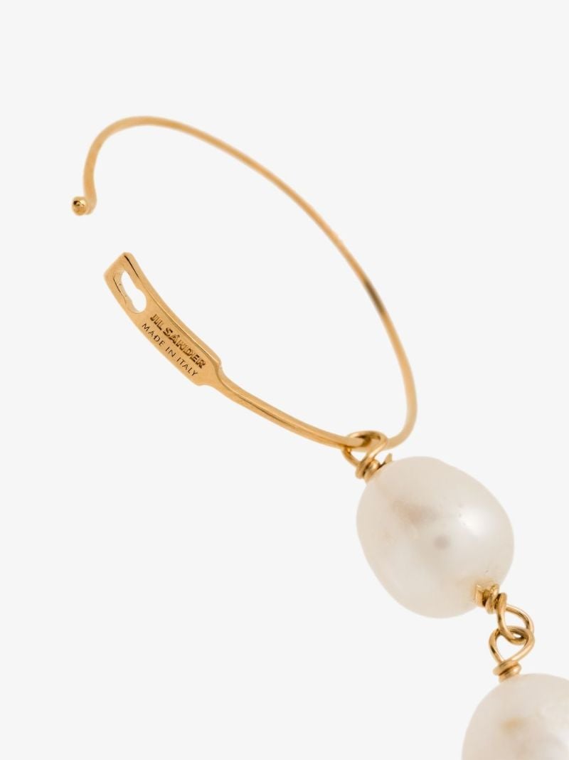 Gold Tone Pearl Drop Hoop Earrings