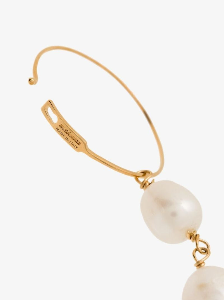 Gold Tone Pearl Drop Hoop Earrings