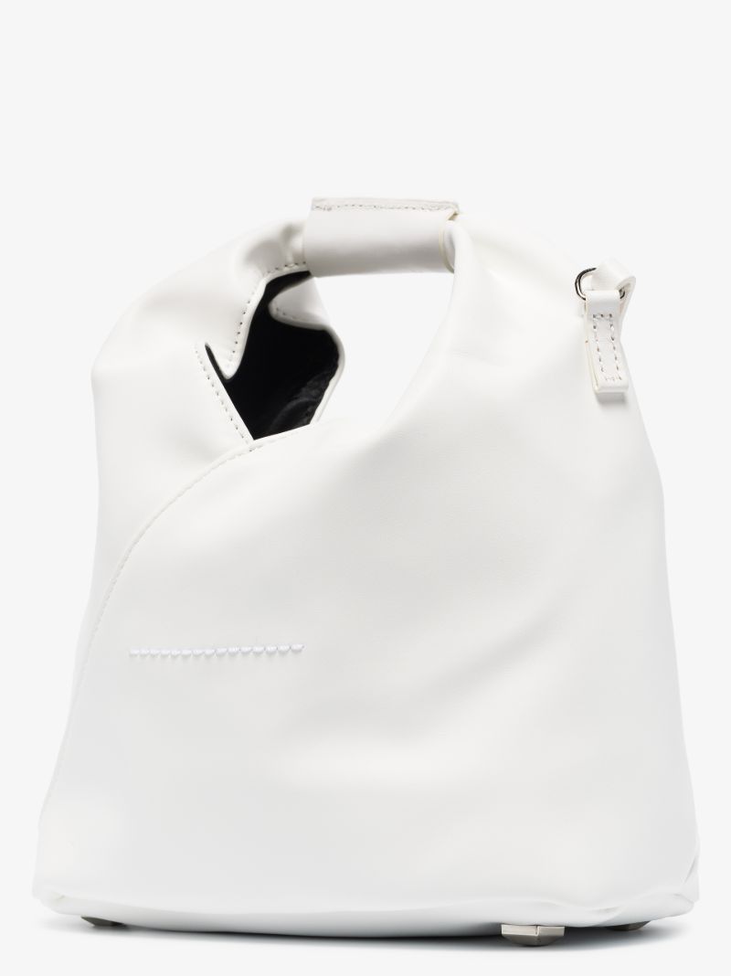 White Japanese Faux Leather Tote Bag