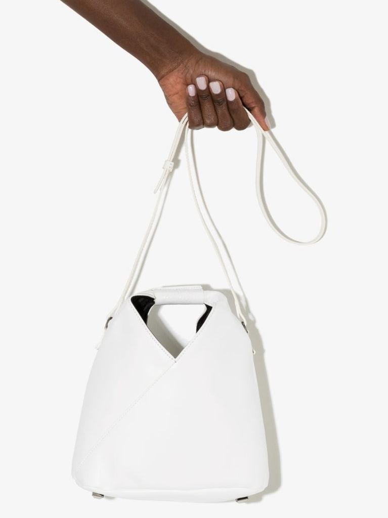 White Japanese Faux Leather Tote Bag