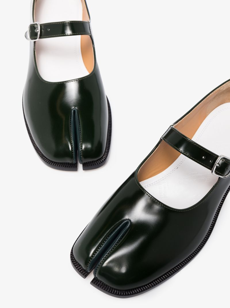 Black Tabi Leather Mary Jane Pumps