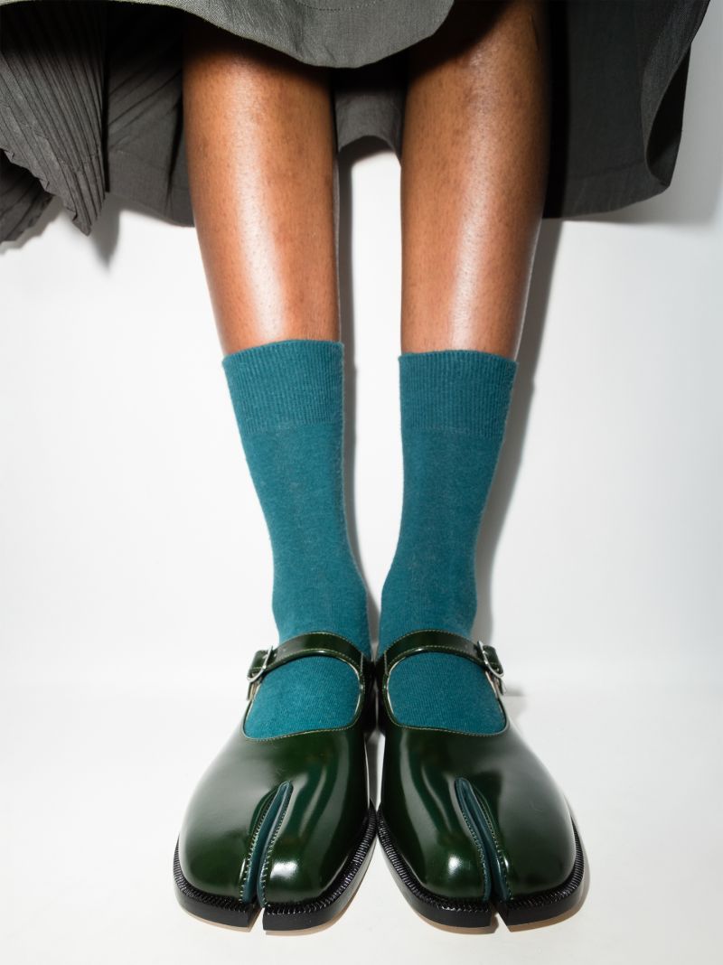 Black Tabi Leather Mary Jane Pumps