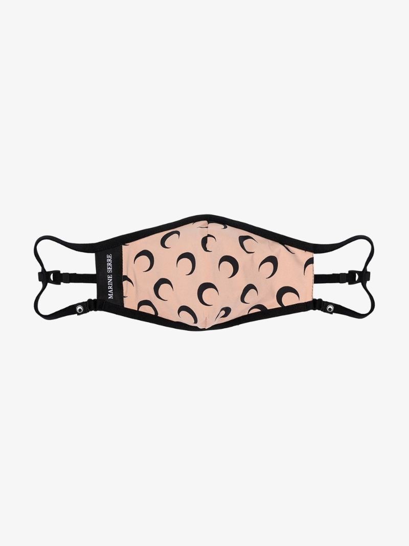 Beige Crescent Moon Print Face Mask