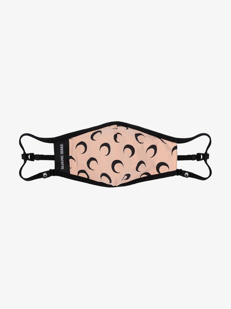 Beige Crescent Moon Print Face Mask