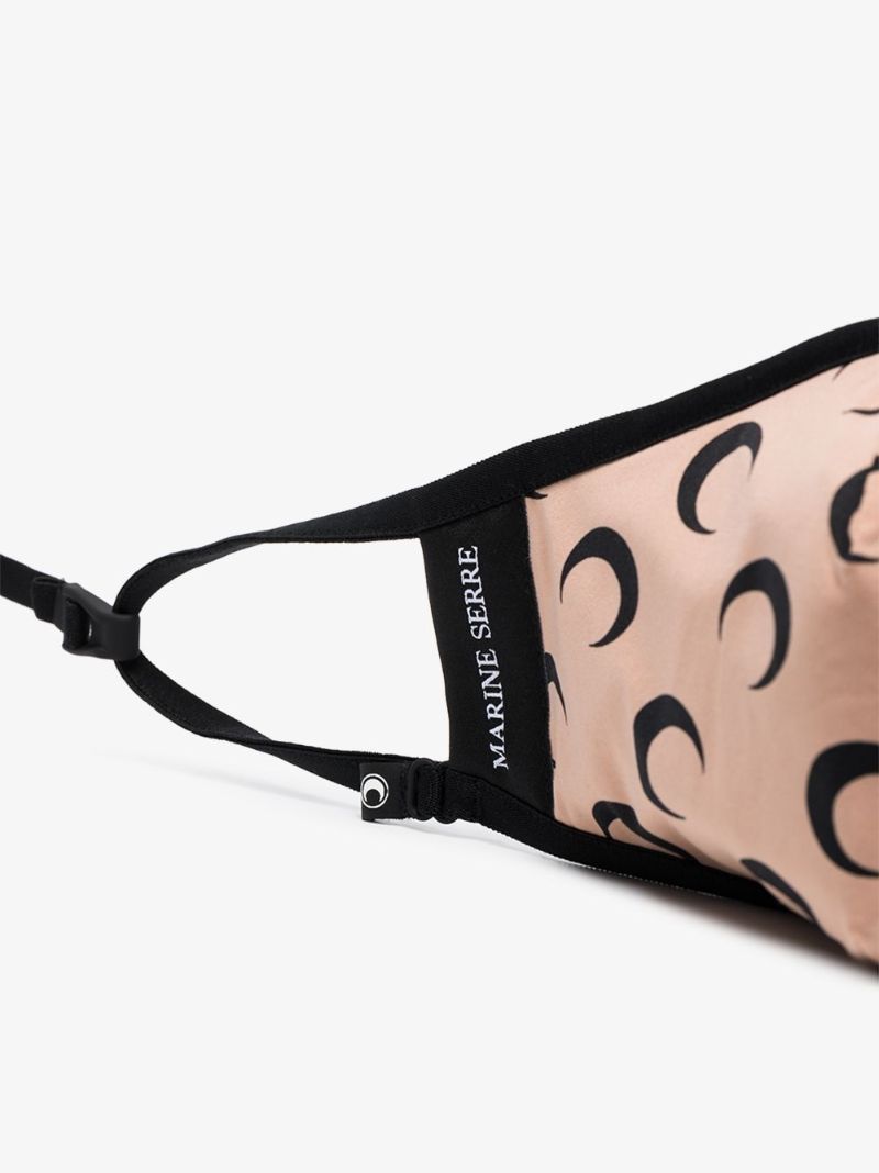 Beige Crescent Moon Print Face Mask