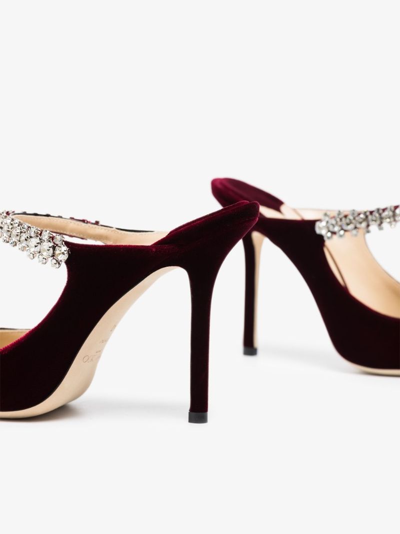 Burgundy Bing 100 Embellished Velvet Mules
