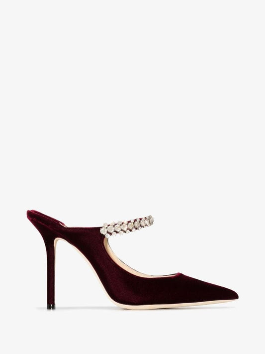 Burgundy Bing 100 Embellished Velvet Mules