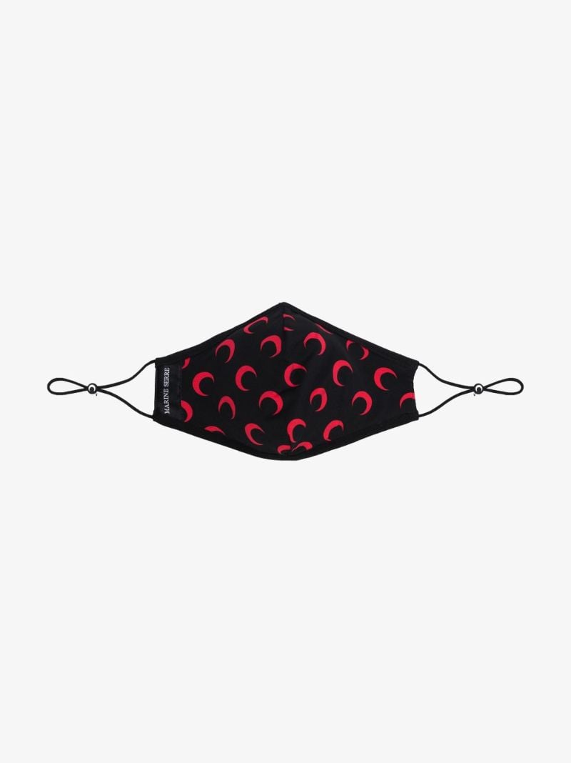 Black and Red Crescent Moon Print Face Mask