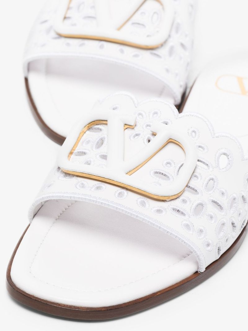 White Vlogo Broderie Anglaise Leather Sandals