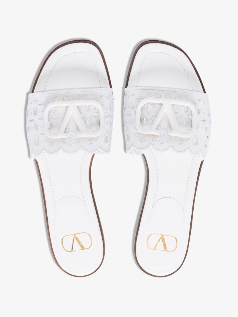 White Vlogo Broderie Anglaise Leather Sandals