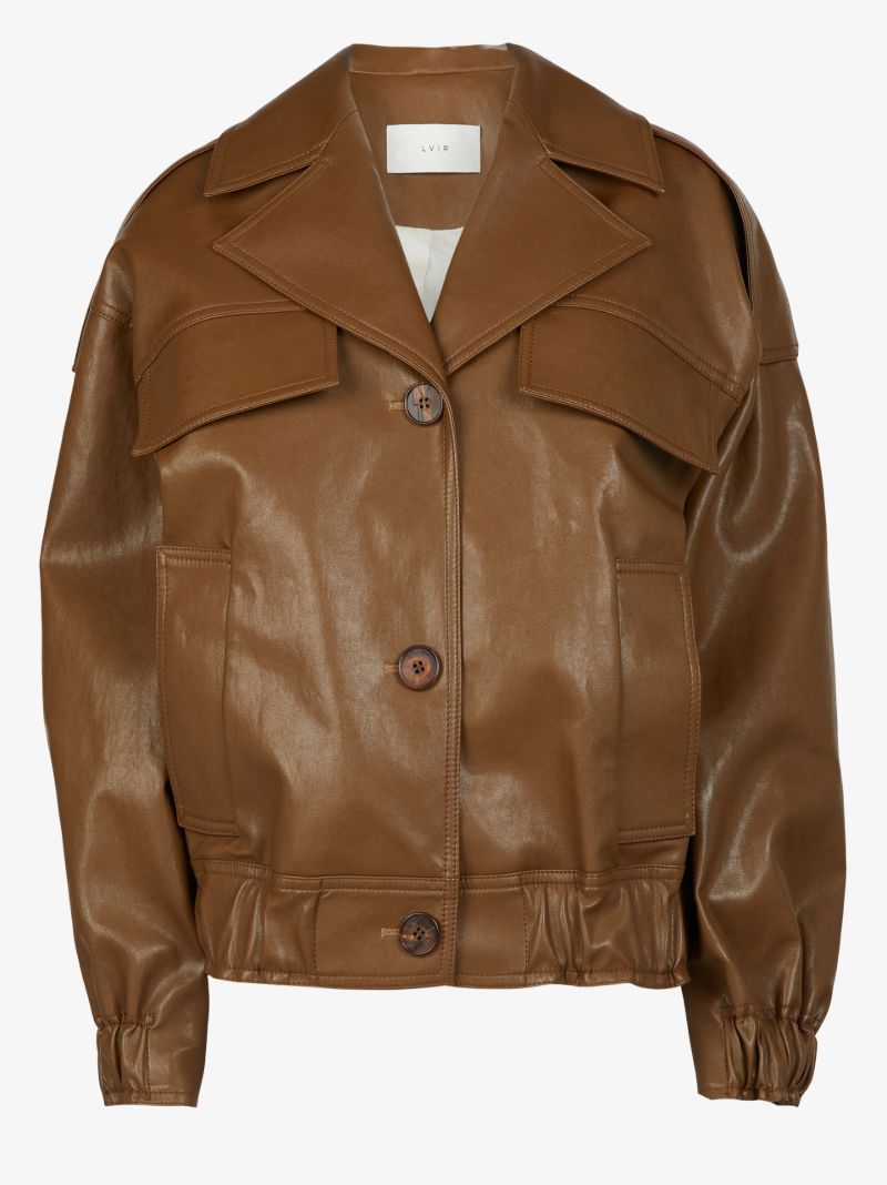Faux Leather Bomber Jacket
