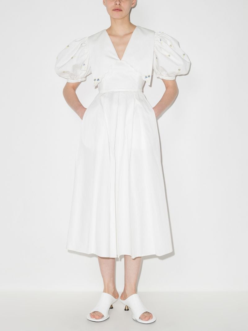 Puff Sleeve Cotton Midi Dress