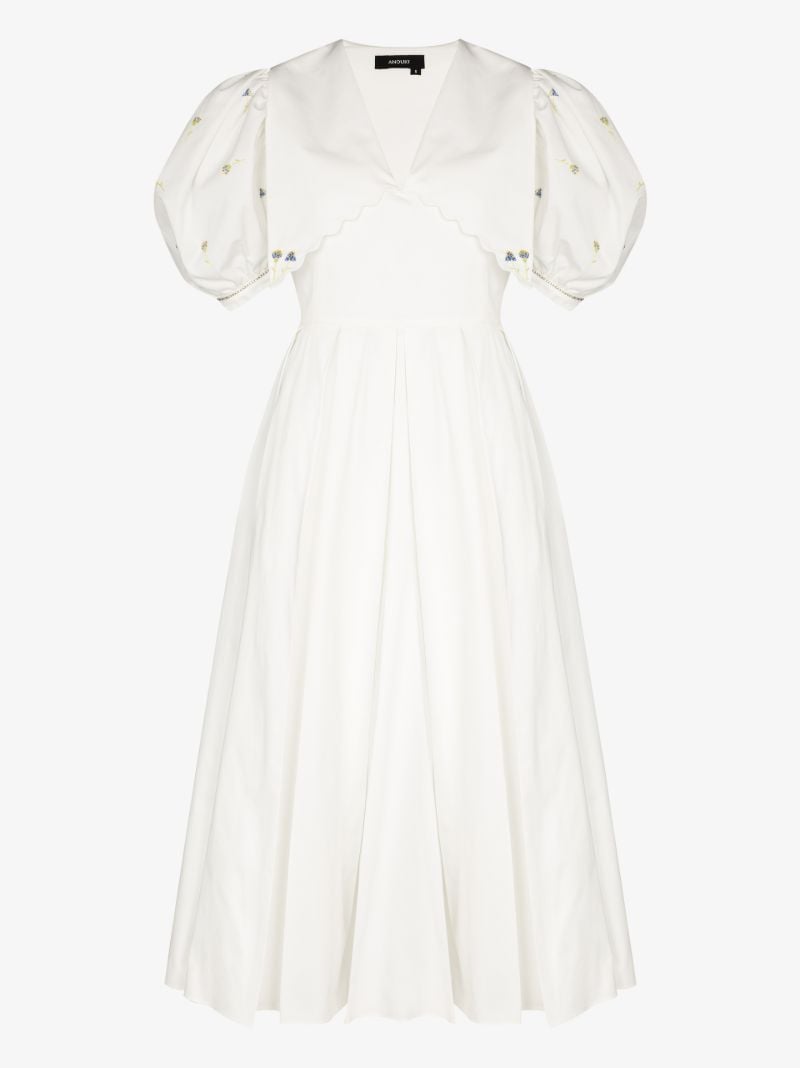 Puff Sleeve Cotton Midi Dress