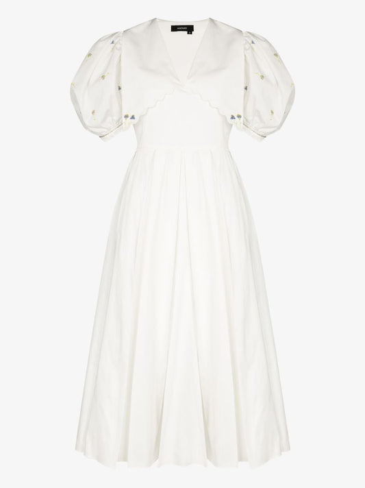 Puff Sleeve Cotton Midi Dress