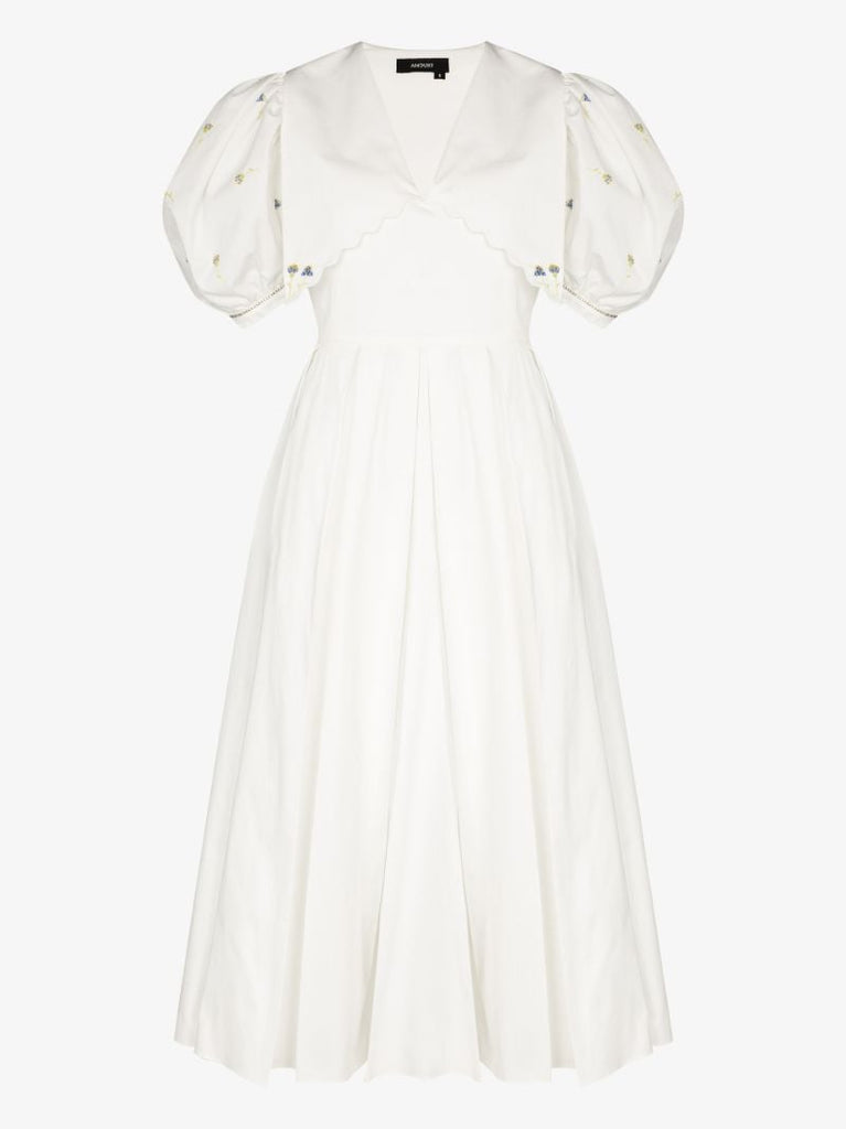 Puff Sleeve Cotton Midi Dress