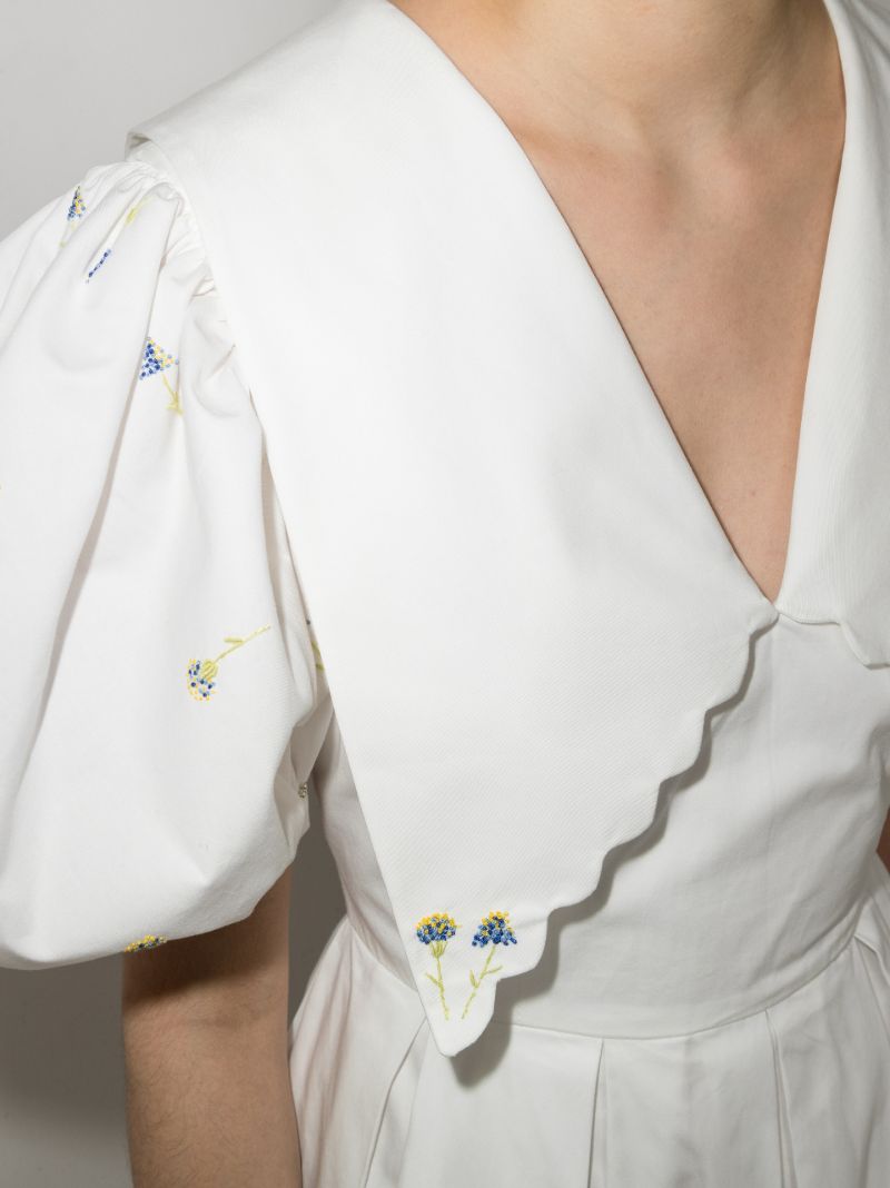 Puff Sleeve Cotton Midi Dress