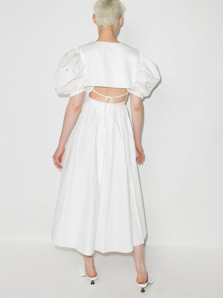 Puff Sleeve Cotton Midi Dress