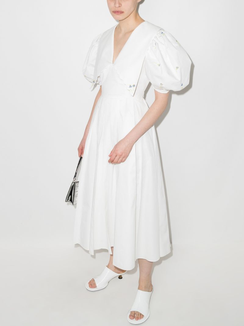 Puff Sleeve Cotton Midi Dress