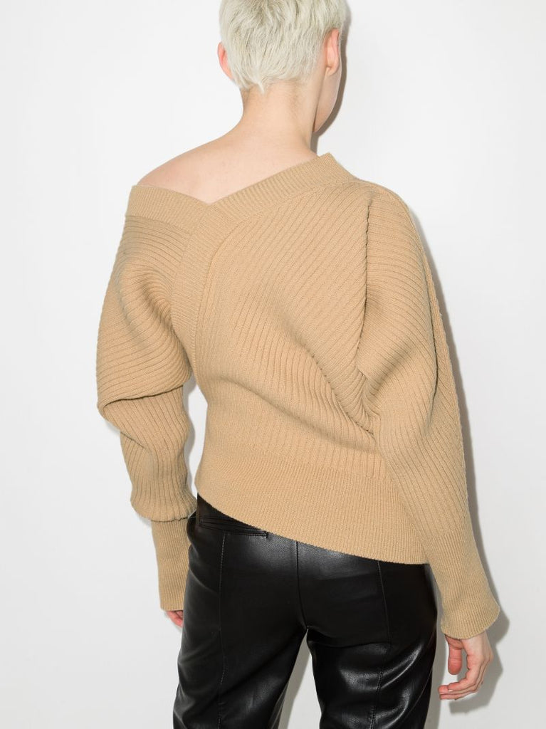 Unbalance Asymmetric Ribbed Sweater