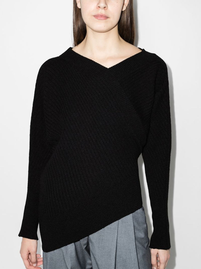 Unbalance Asymmetric Ribbed Sweater