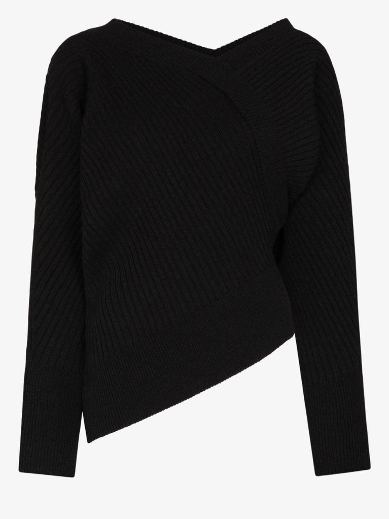 Unbalance Asymmetric Ribbed Sweater