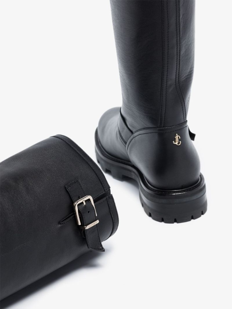 Black Biker Ii Knee-high Leather Boots