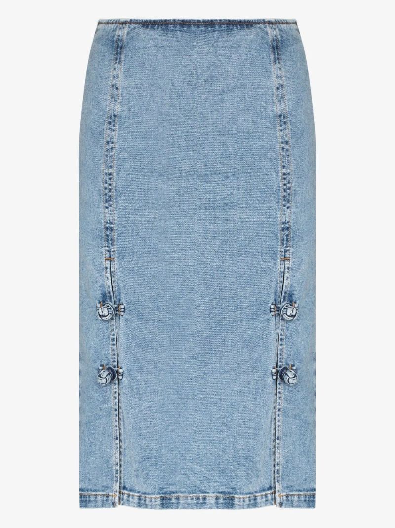 Marble Denim Midi Skirt