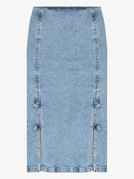Marble Denim Midi Skirt