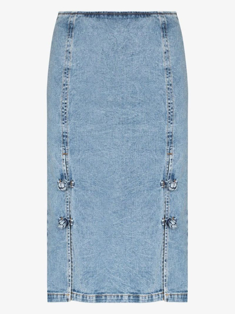 Marble Denim Midi Skirt