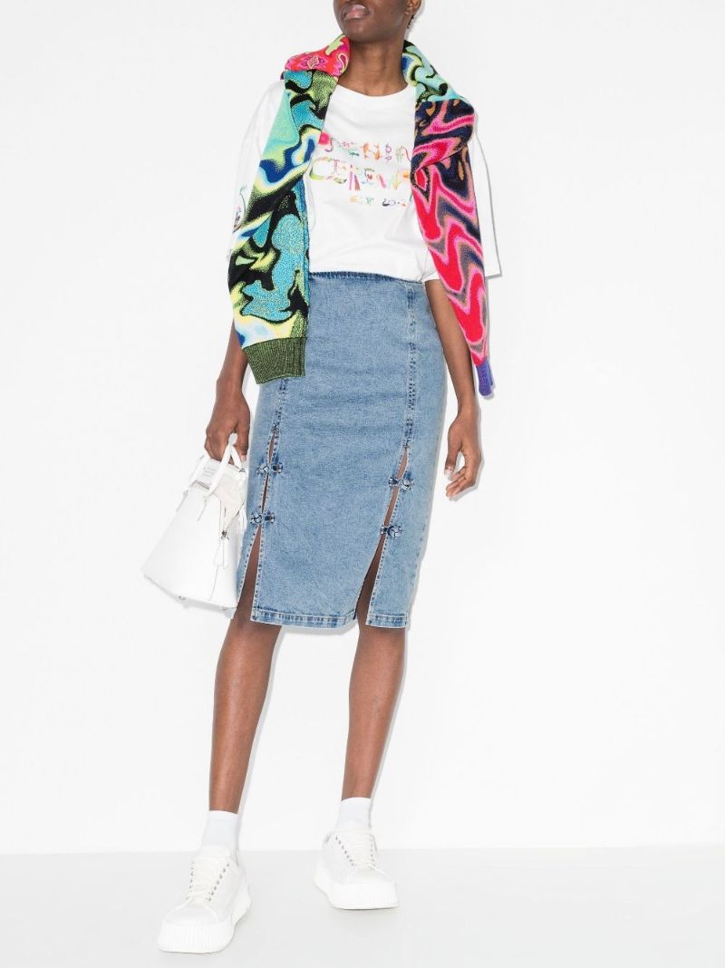 Marble Denim Midi Skirt