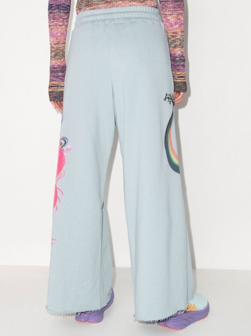 Dragon Print Wide Leg Track Pants