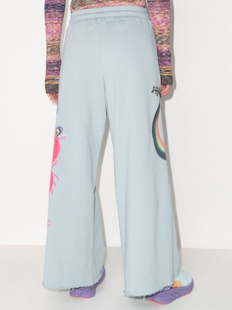 Dragon Print Wide Leg Track Pants