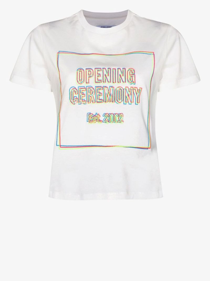 Embroidered Box Logo Cotton T-shirt