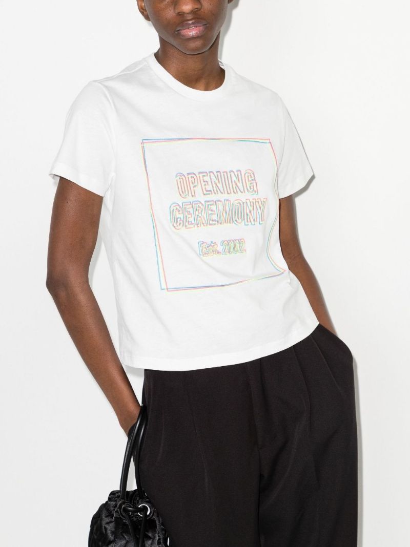 Embroidered Box Logo Cotton T-shirt