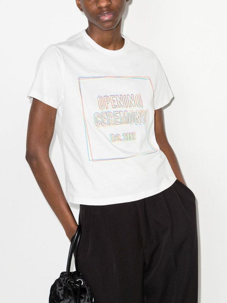 Embroidered Box Logo Cotton T-shirt