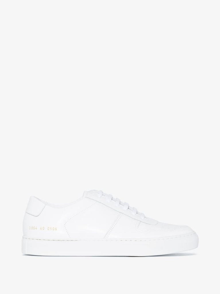 White Bball Low Top Leather Sneakers