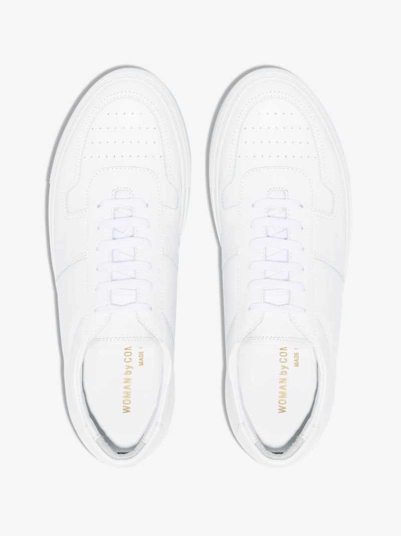 White Bball Low Top Leather Sneakers
