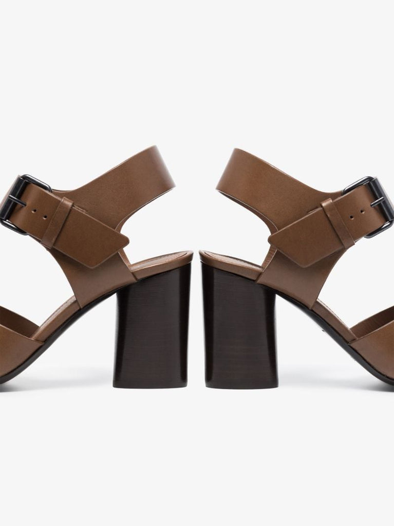 Brown 90 Cutout Leather Pumps