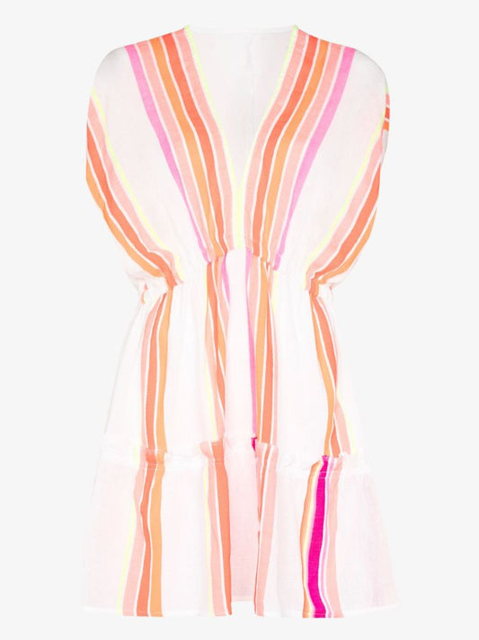 Qelem Striped Kaftan Mini Dress