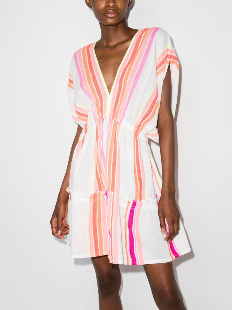 Qelem Striped Kaftan Mini Dress