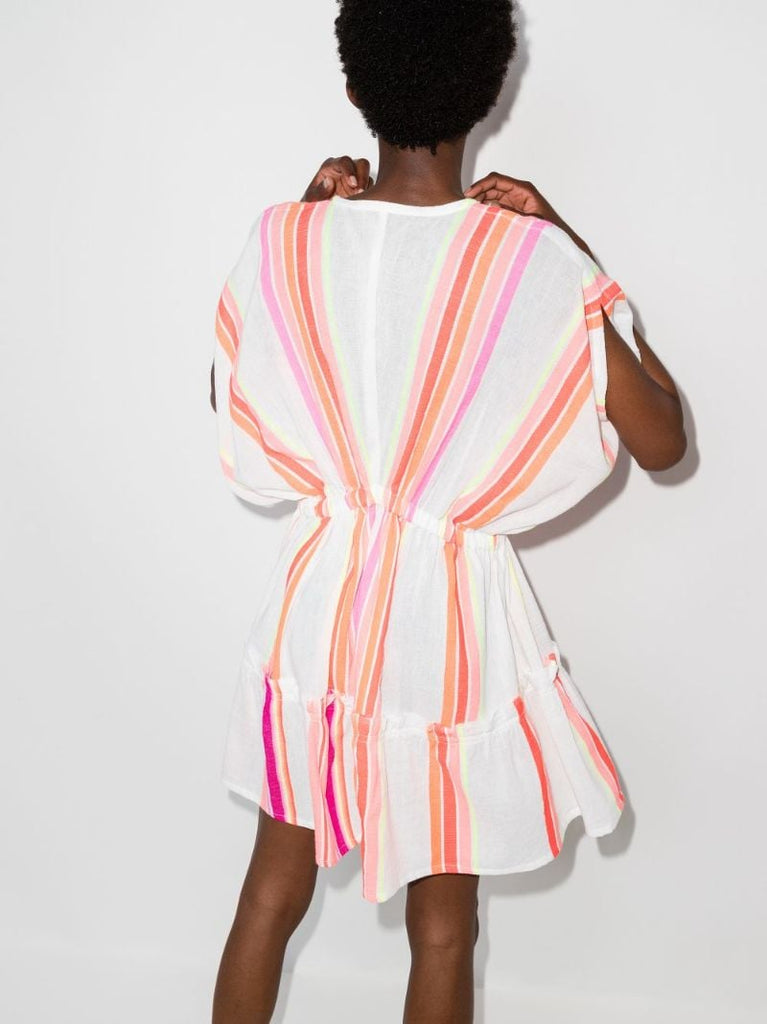 Qelem Striped Kaftan Mini Dress