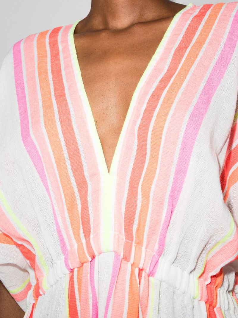 Qelem Striped Kaftan Mini Dress