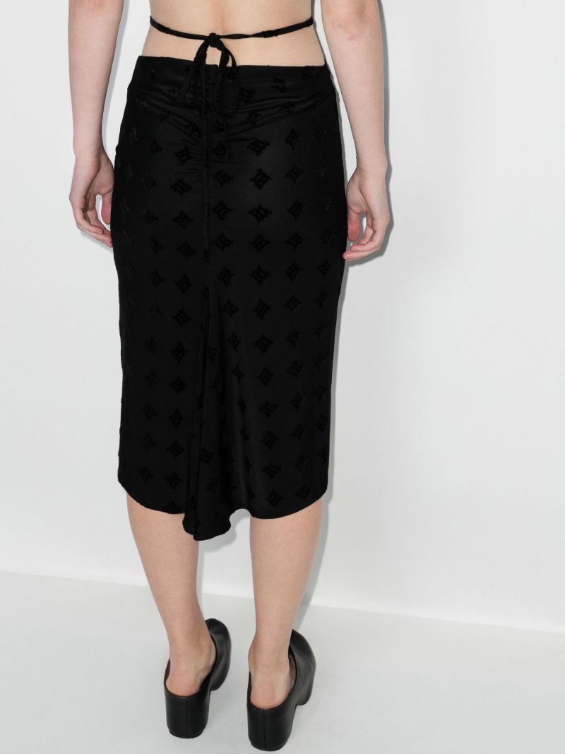 Tie Waist Monogram Midi Skirt