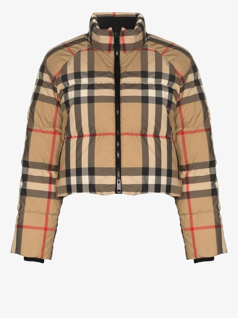 Cropped Check Puffer Jacket