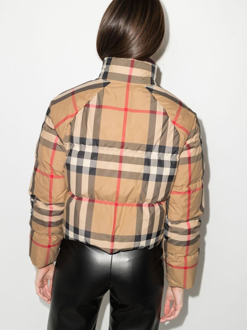 Cropped Check Puffer Jacket
